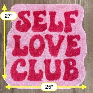 27"x25" l Pink "Self Love Club" Bath Mat